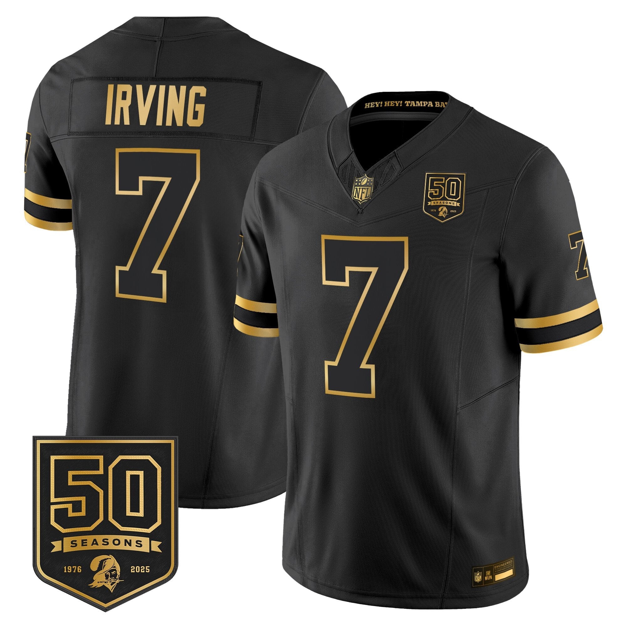 Men's Tampa Bay Buccaneers Throwback 50th Season Patch Gold Vapor Limited Jersey - All Stitched