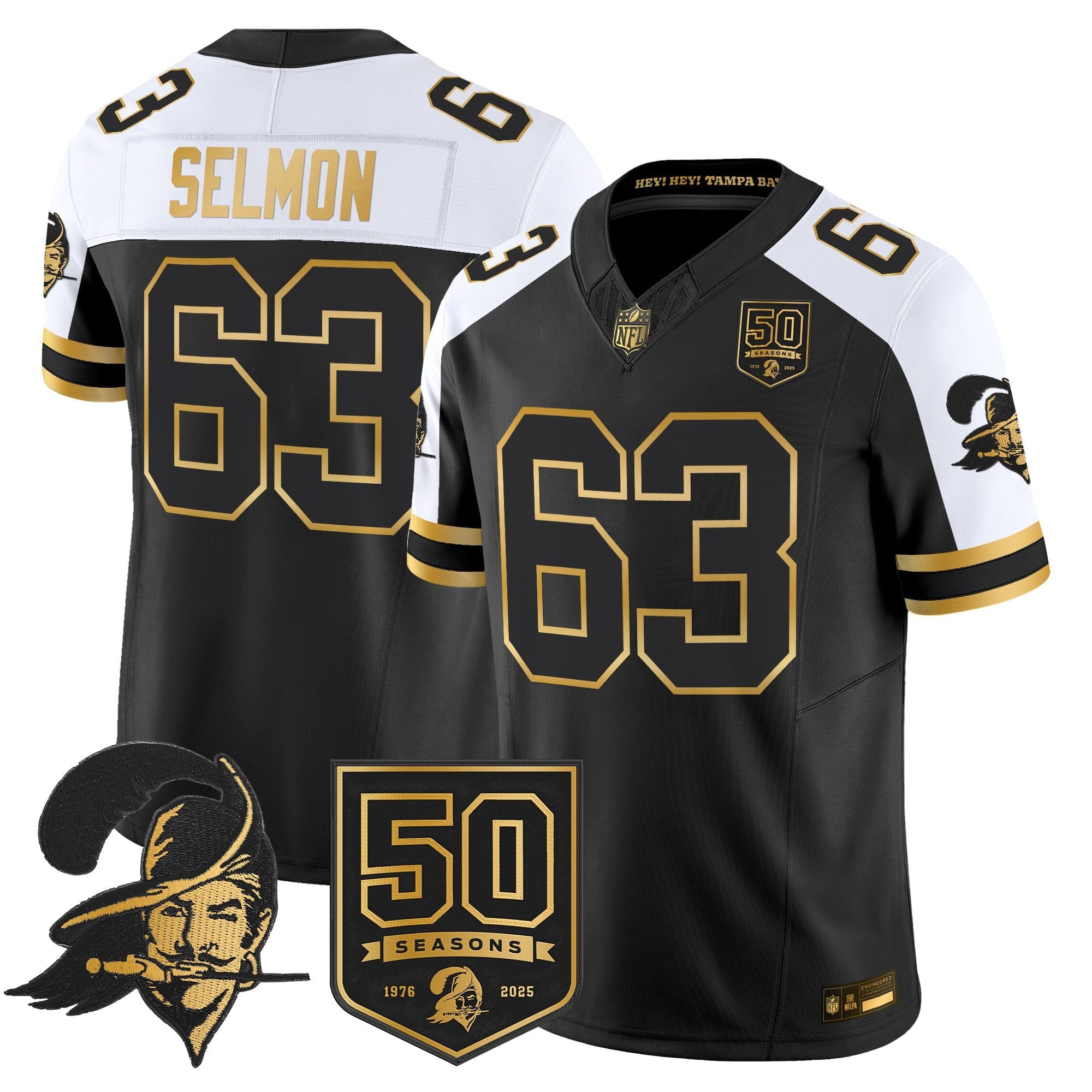 Men's Tampa Bay Buccaneers Throwback 50th Season Patch Gold Vapor Limited Jersey - All Stitched