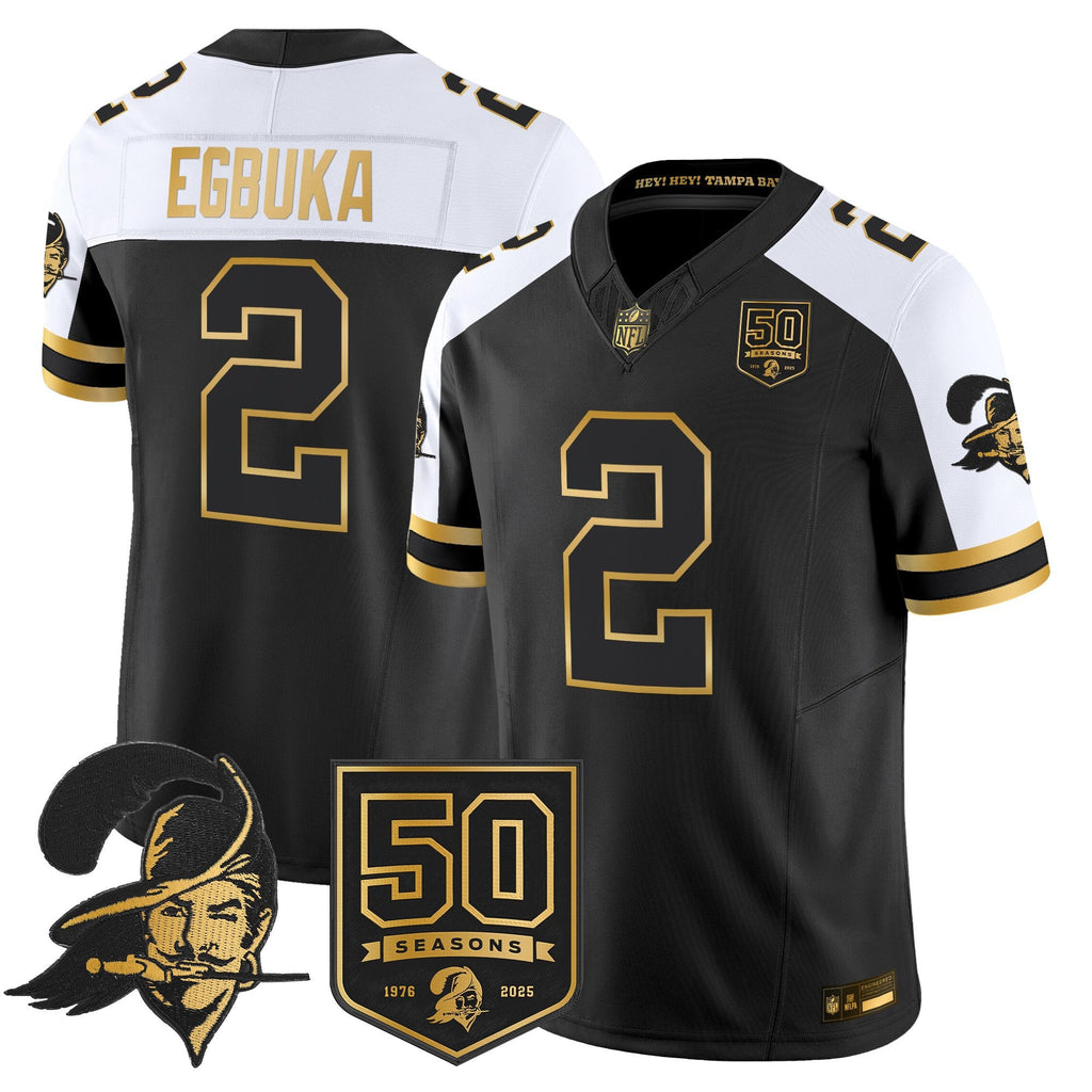 Men's Tampa Bay Buccaneers Throwback 50th Season Patch Gold Vapor Limited Jersey - All Stitched