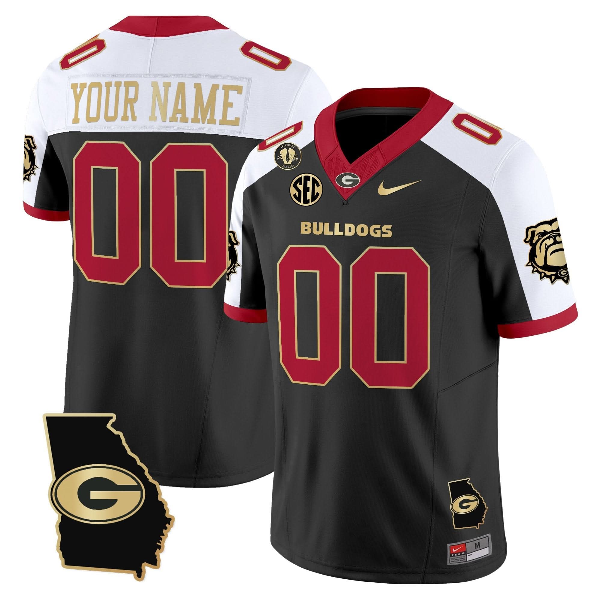 GB 2025 Georgia Map & Vince Dooley Patch Vapor Limited Custom Jersey