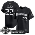 MB Bob Uecker Patch Vapor Premier Limited Jersey - Gothic Edition - Stitched