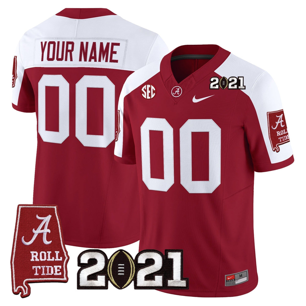 ACT '2021 CFP National Championship' Vapor Limited Custom Jersey - Alabama Map