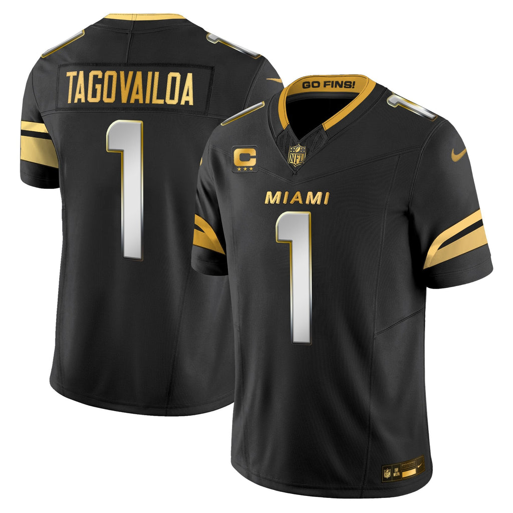 Men's Miami Dolphins 2025 "Rivalries" Gold Vapor Limited Jersey - All Stitched