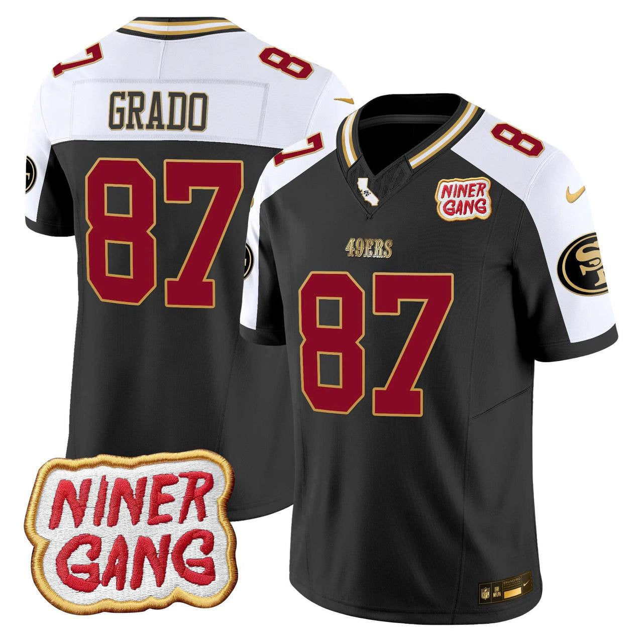 Grado 49ers Niner Gang Patch Customized Jersey - All Stitched