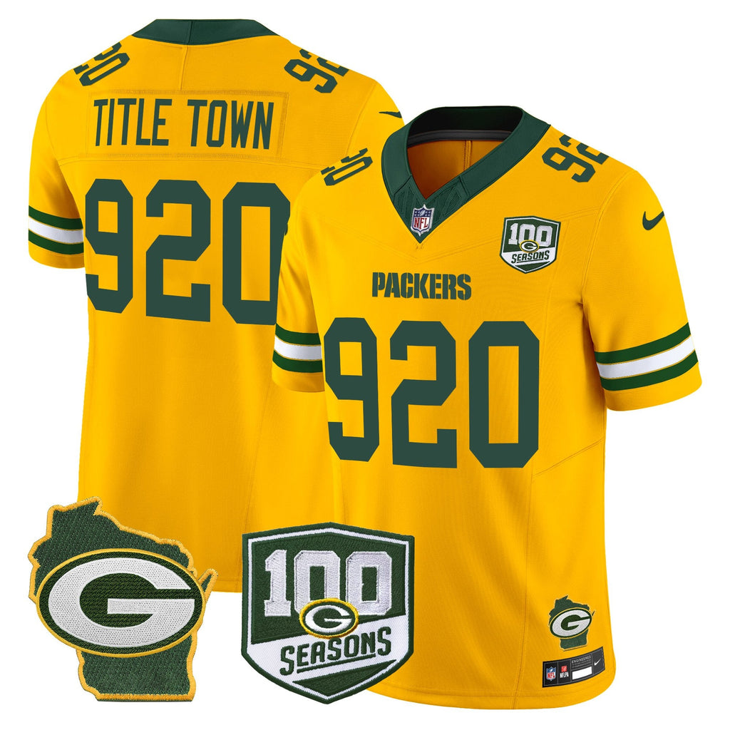 Men's Green Bay Packers 100th Season & Home Patch Vapor Limited Jersey - All Stitched