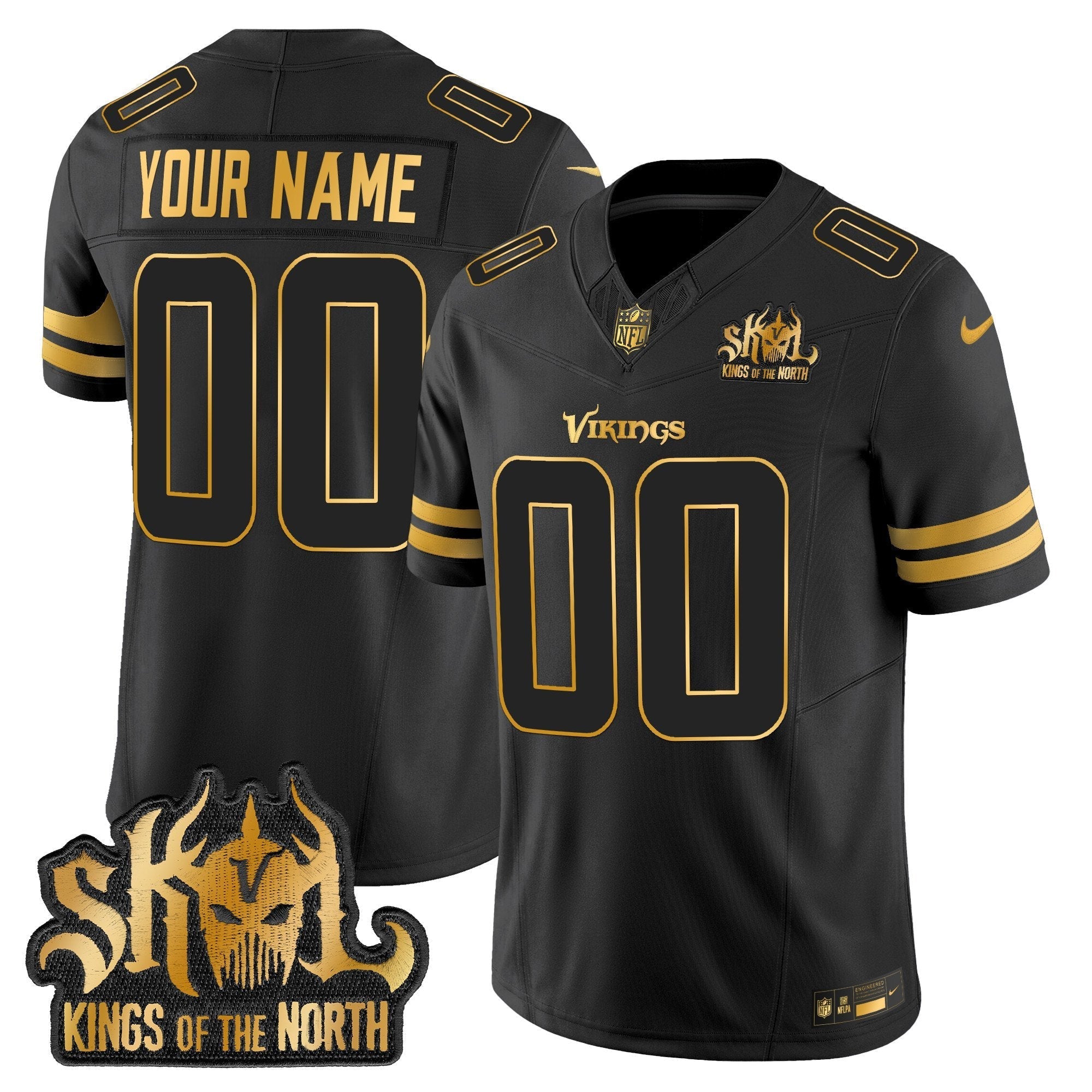 MIN 2025 Gold Vapor Limited Custom Jersey - Kings Of The North Patch