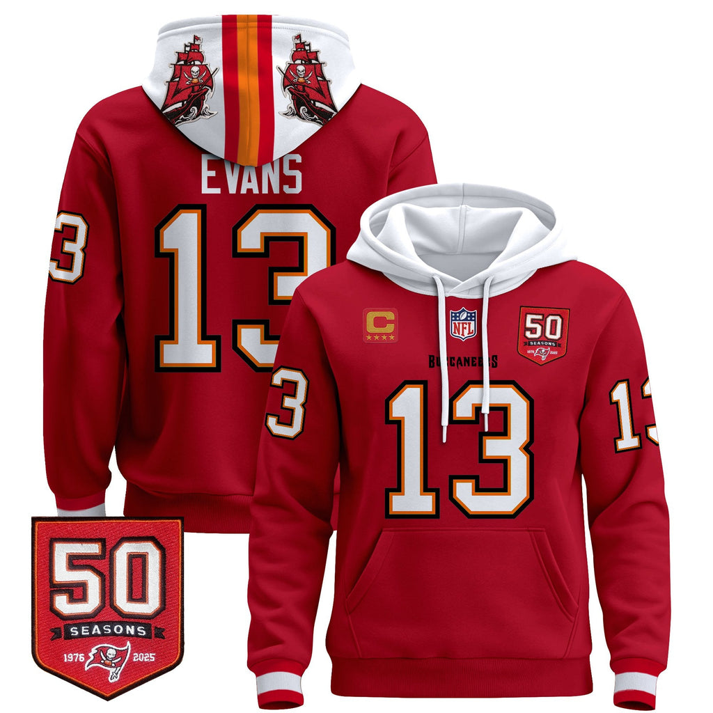 Men's Tampa Bay Buccaneers 50th Season Patch Premium Pullover Hoodie - All Stitched