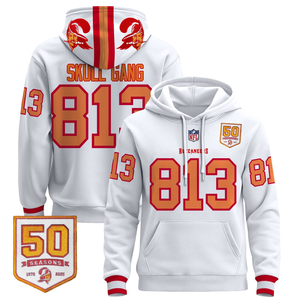Men's Tampa Bay Buccaneers 50th Season Patch Premium Pullover Hoodie - All Stitched