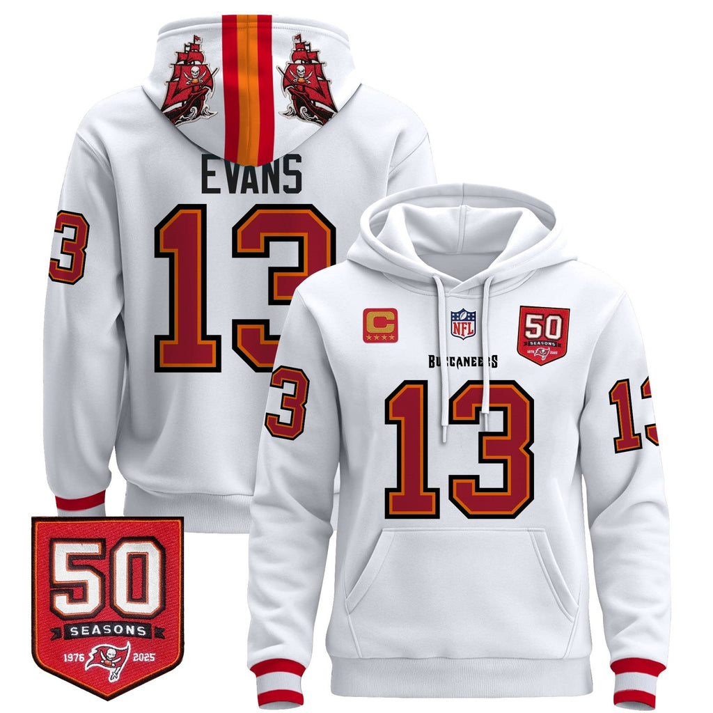 Men's Tampa Bay Buccaneers 50th Season Patch Premium Pullover Hoodie - All Stitched