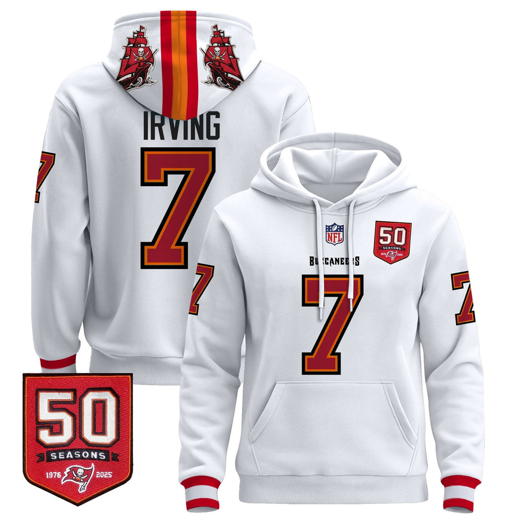 Men's Tampa Bay Buccaneers 50th Season Patch Premium Pullover Hoodie - All Stitched