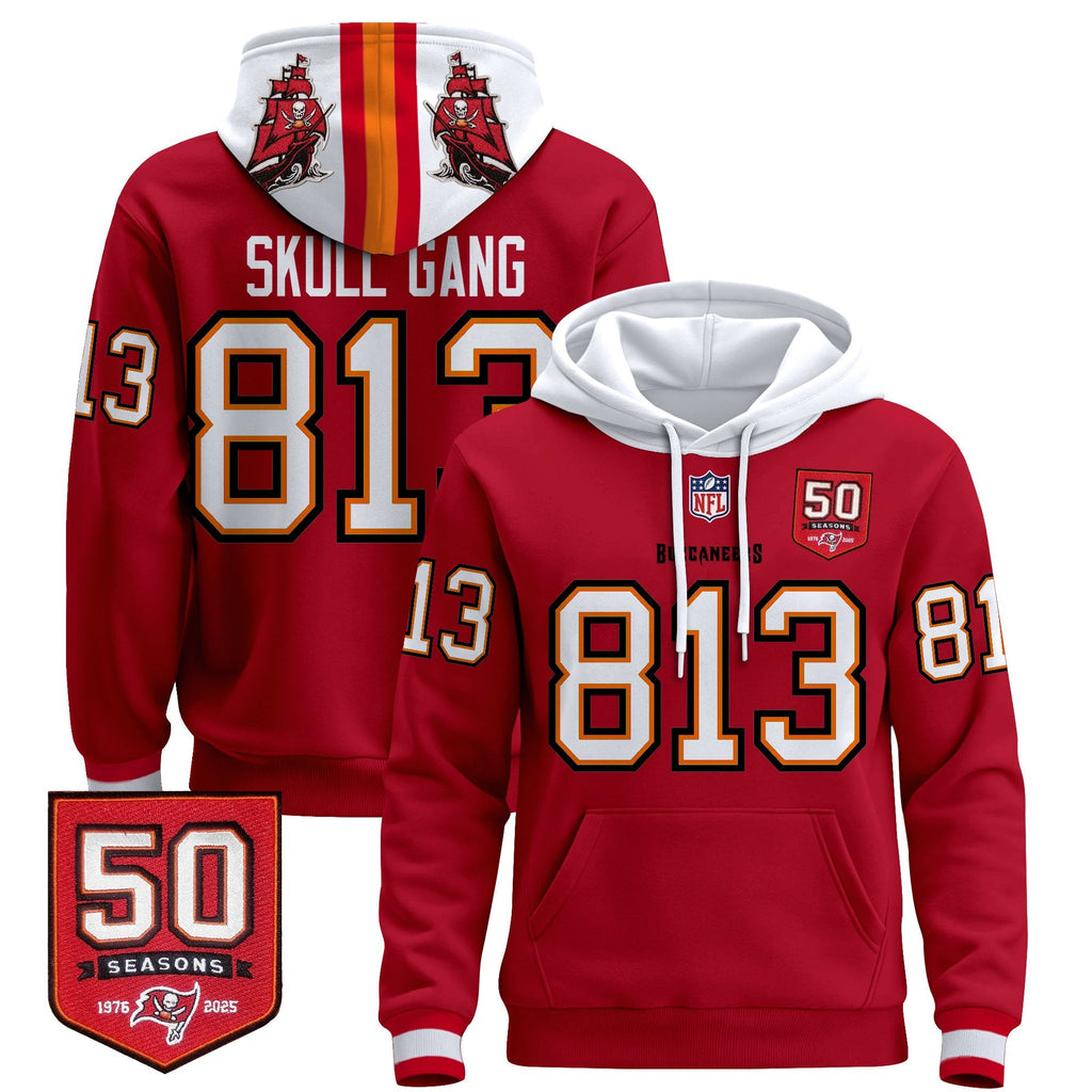 Men's Tampa Bay Buccaneers 50th Season Patch Premium Pullover Hoodie - All Stitched