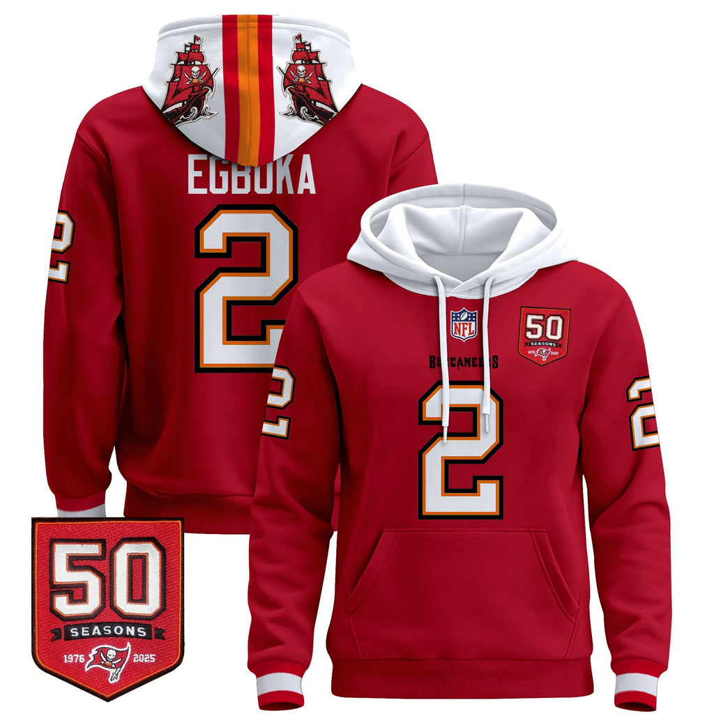 Men's Tampa Bay Buccaneers 50th Season Patch Premium Pullover Hoodie - All Stitched