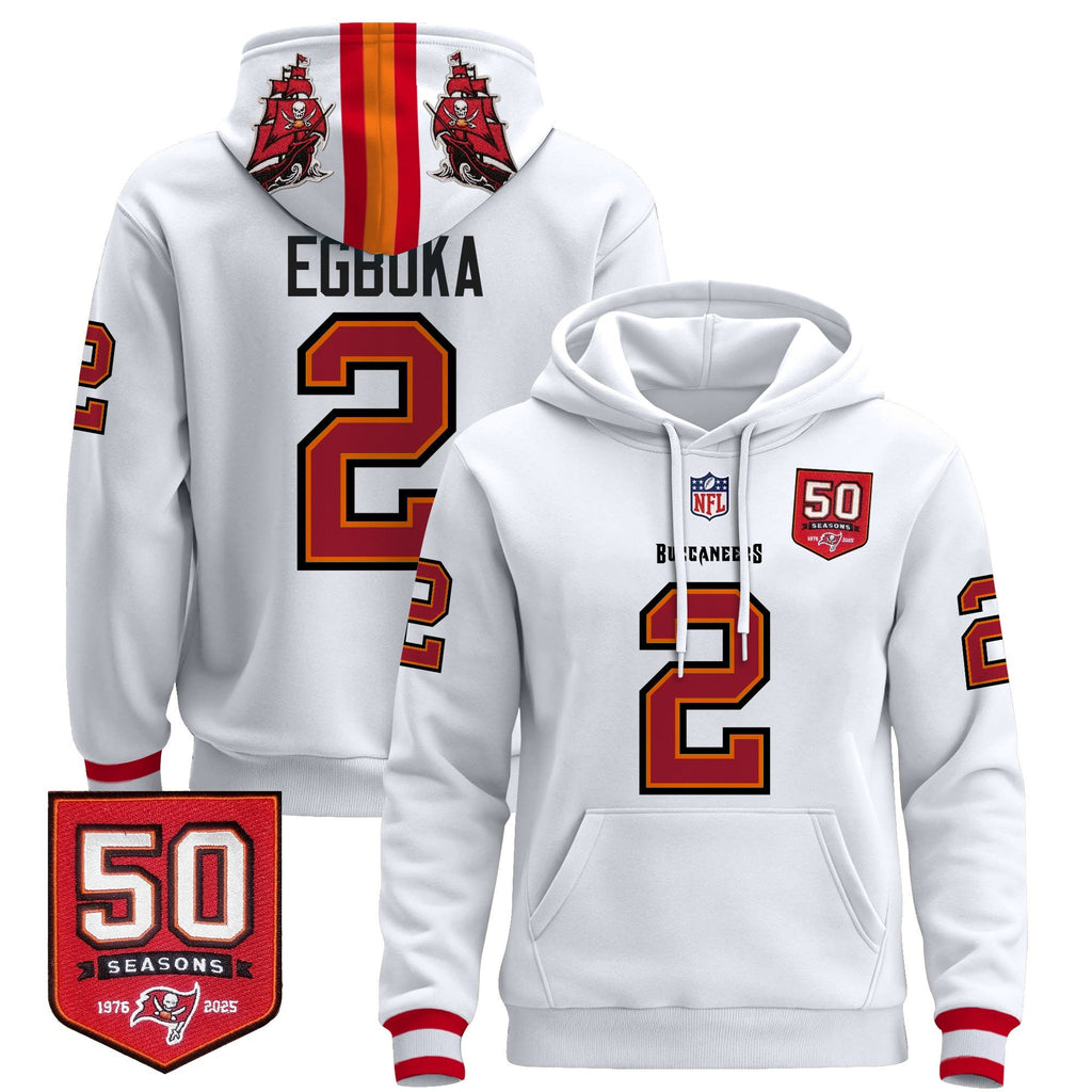 Men's Tampa Bay Buccaneers 50th Season Patch Premium Pullover Hoodie - All Stitched