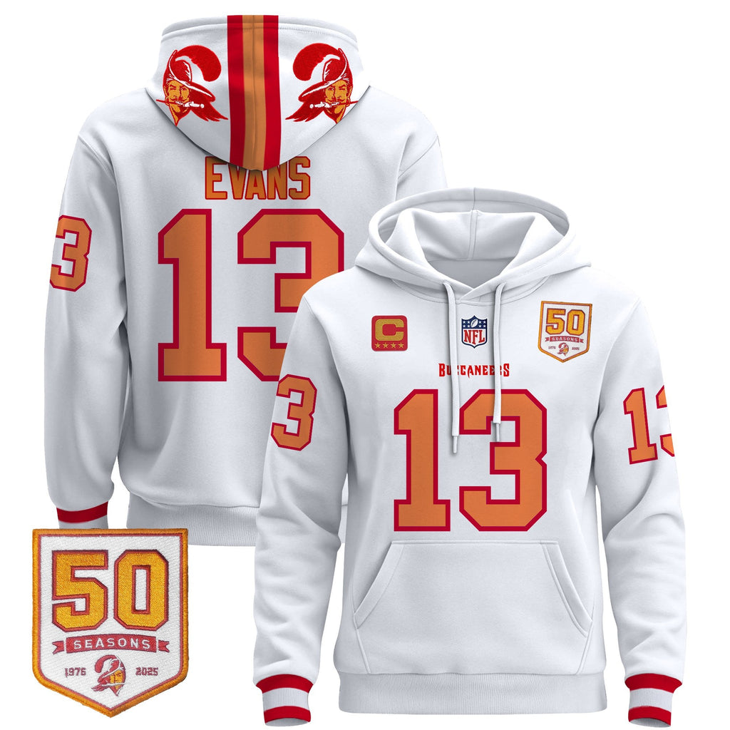 Men's Tampa Bay Buccaneers 50th Season Patch Premium Pullover Hoodie - All Stitched