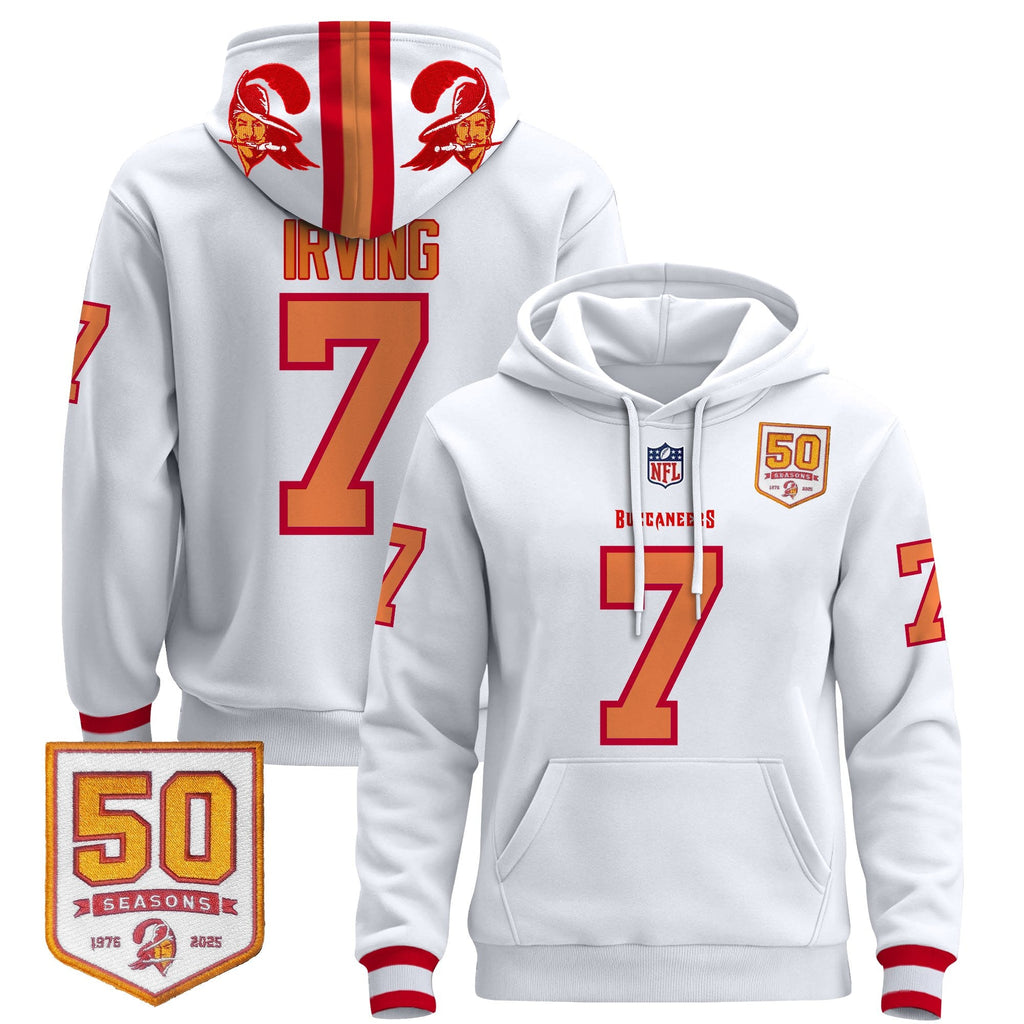 Men's Tampa Bay Buccaneers 50th Season Patch Premium Pullover Hoodie - All Stitched