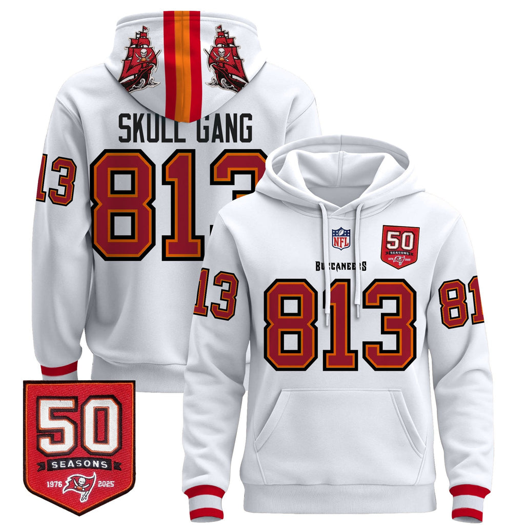 Men's Tampa Bay Buccaneers 50th Season Patch Premium Pullover Hoodie - All Stitched