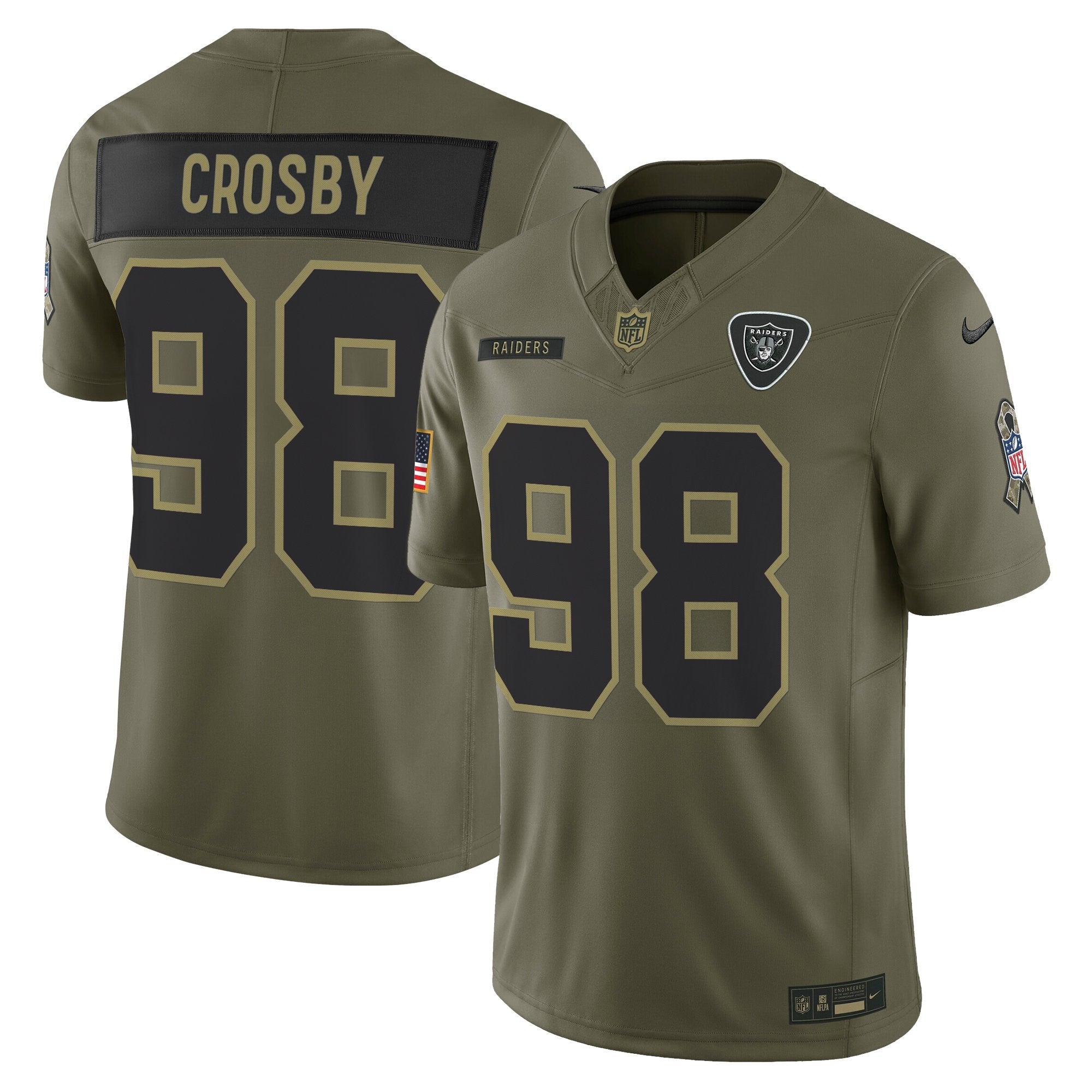 Las Vegas Raiders 2025 Salute to Service Vapor Limited Jersey - All Stitched