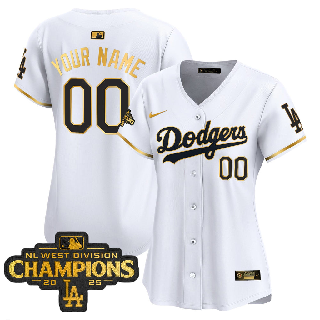 LAD 2025 NL West Division Champions Patch Gold Trim Vapor Premier Limited Custom Jersey - Stitched