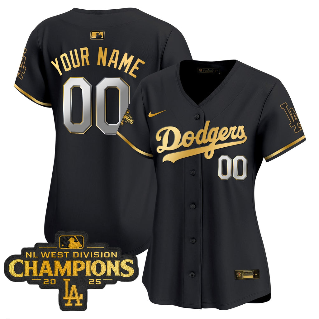 LAD 2025 NL West Division Champions Patch Gold Trim Vapor Premier Limited Custom Jersey - Stitched