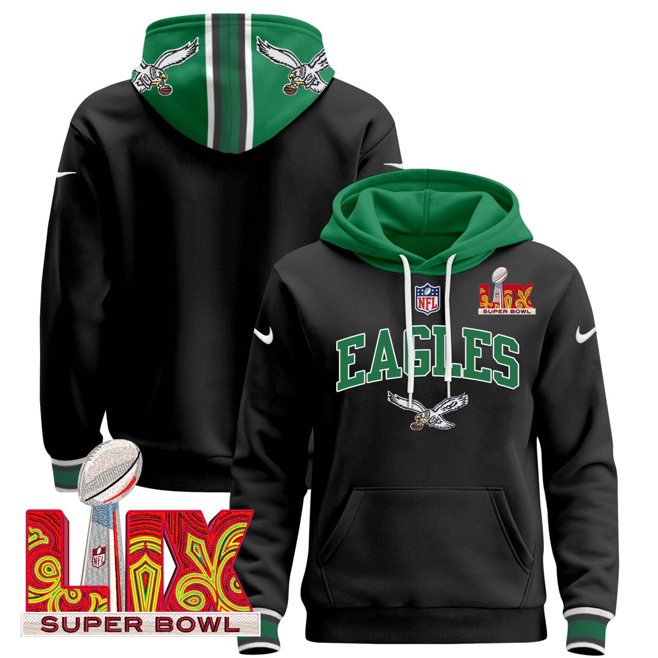 Men's Philadelphia Eagles Pullover Hoodie - All Stitched