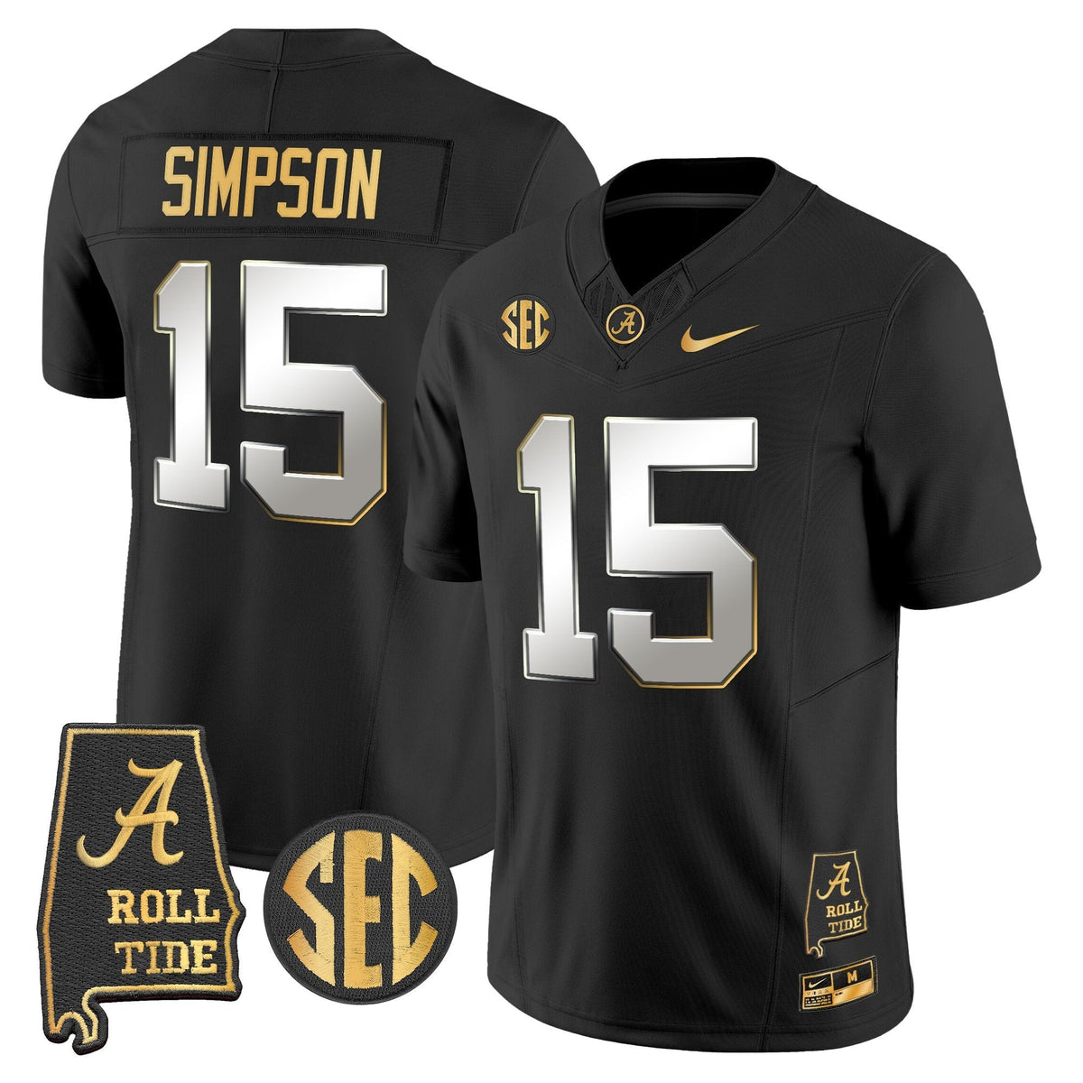 BAMA 2025 Gold Vapor Limited Jersey - Alabama Map