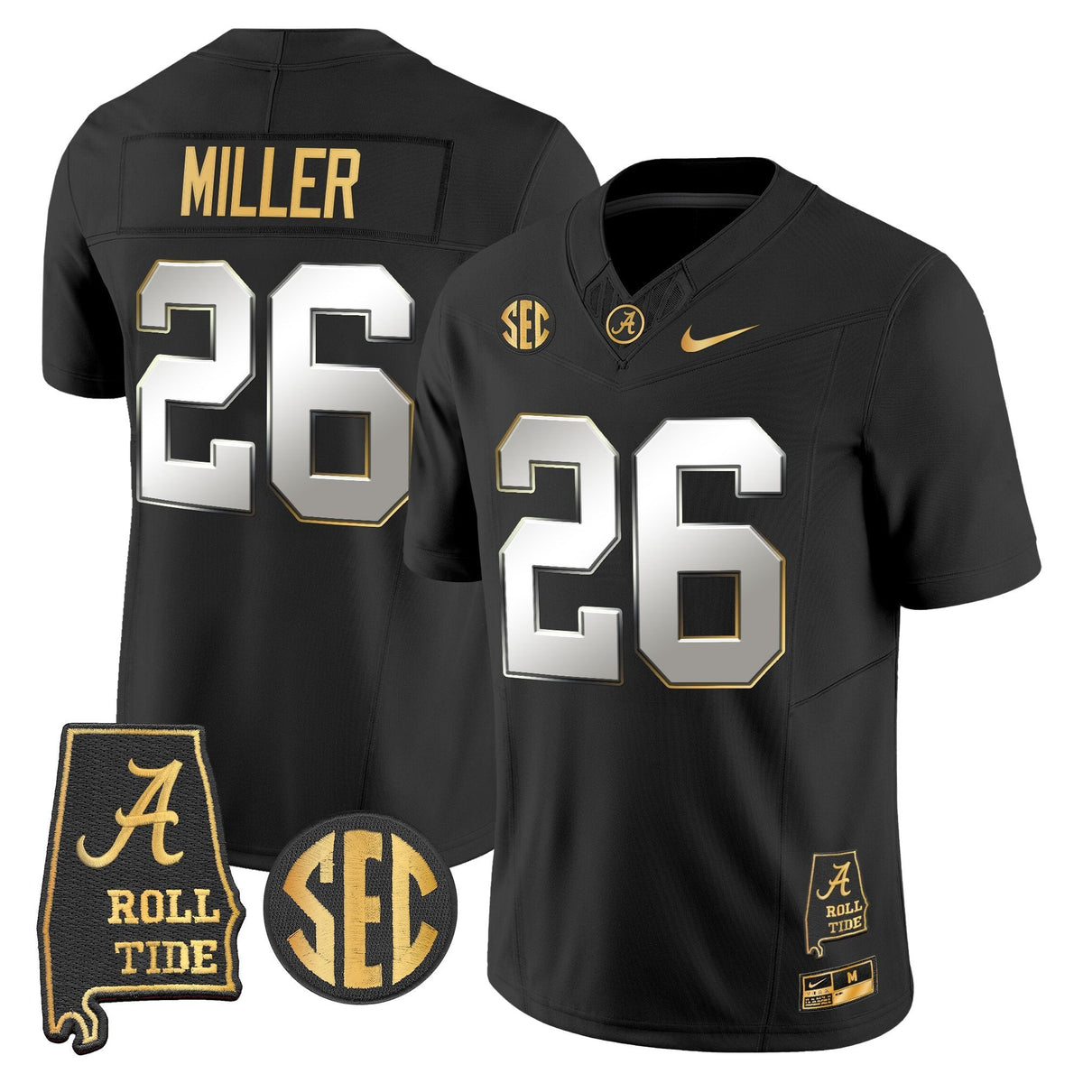 BAMA 2025 Gold Vapor Limited Jersey - Alabama Map