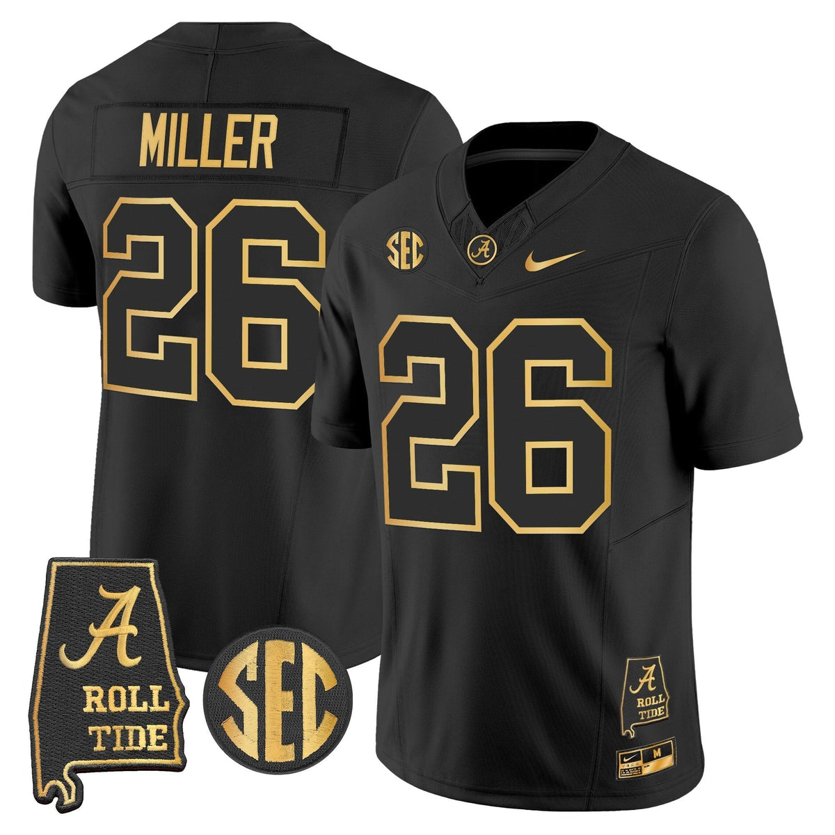 BAMA 2025 Gold Vapor Limited Jersey - Alabama Map