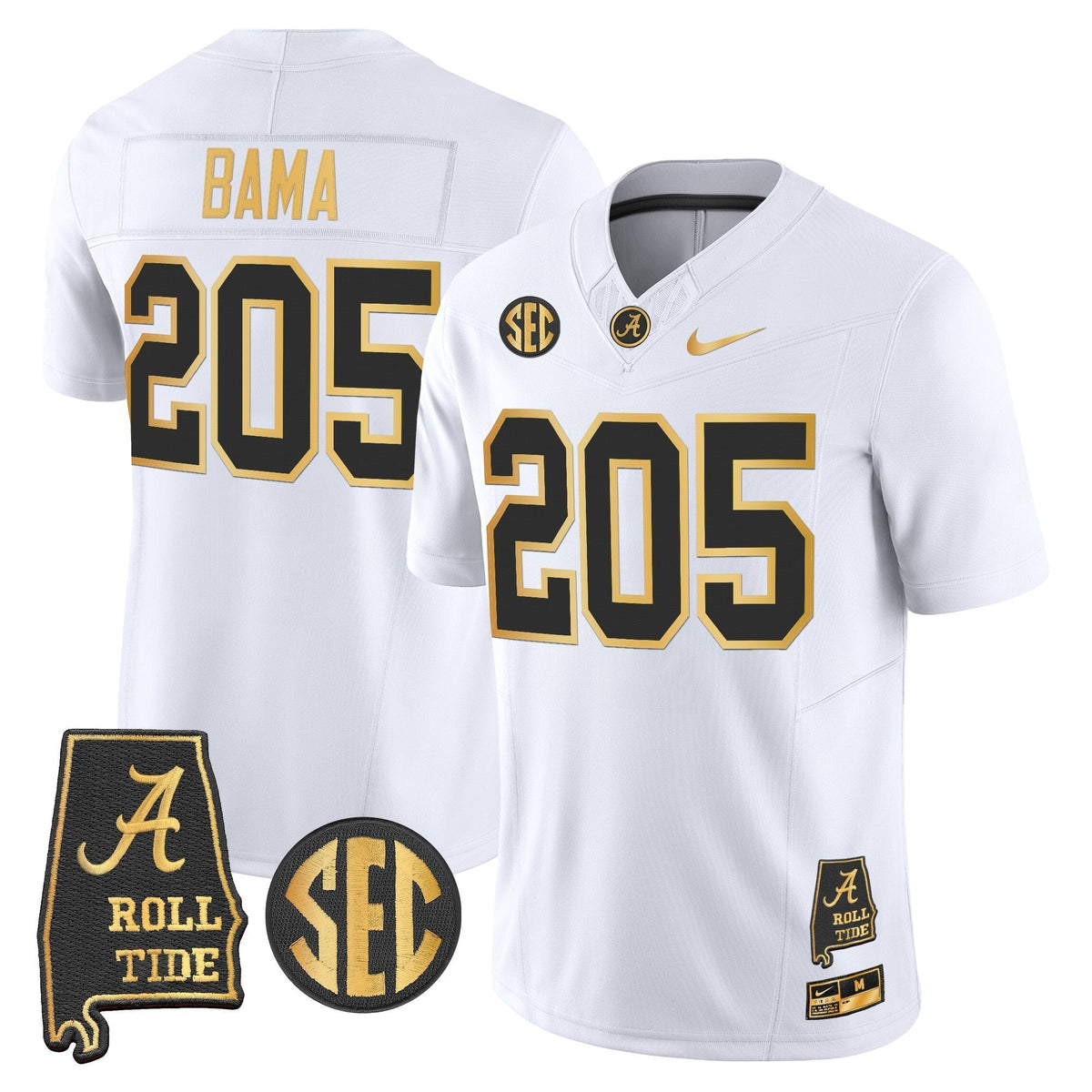 BAMA 2025 Gold Vapor Limited Jersey - Alabama Map