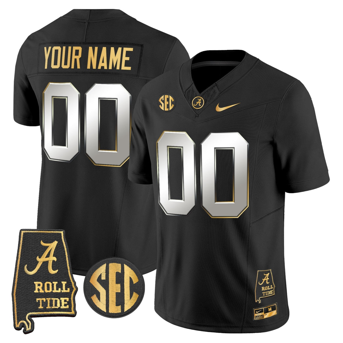 BAMA 2025 Gold Vapor Limited Custom Jersey - Alabama Map