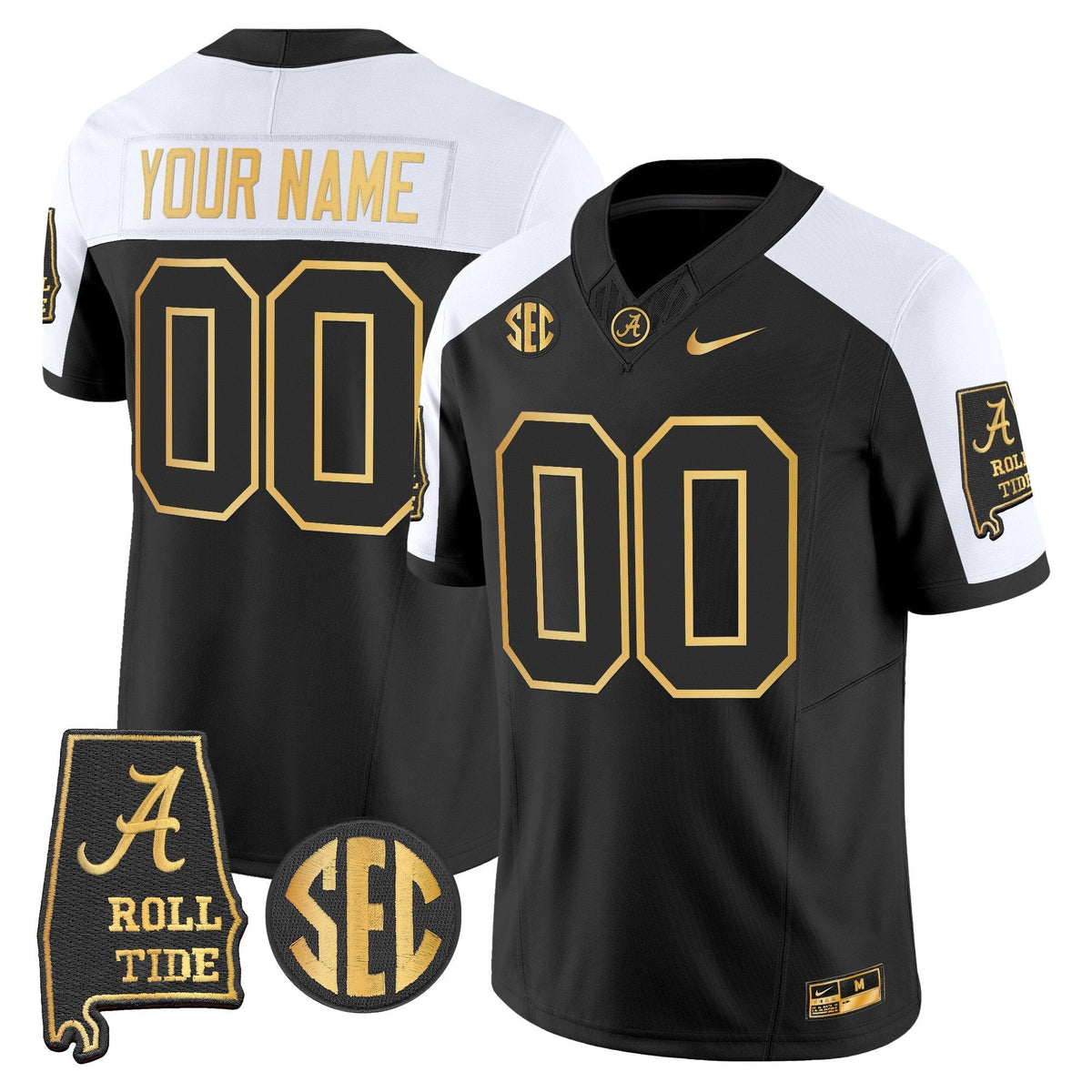 BAMA 2025 Gold Vapor Limited Custom Jersey - Alabama Map