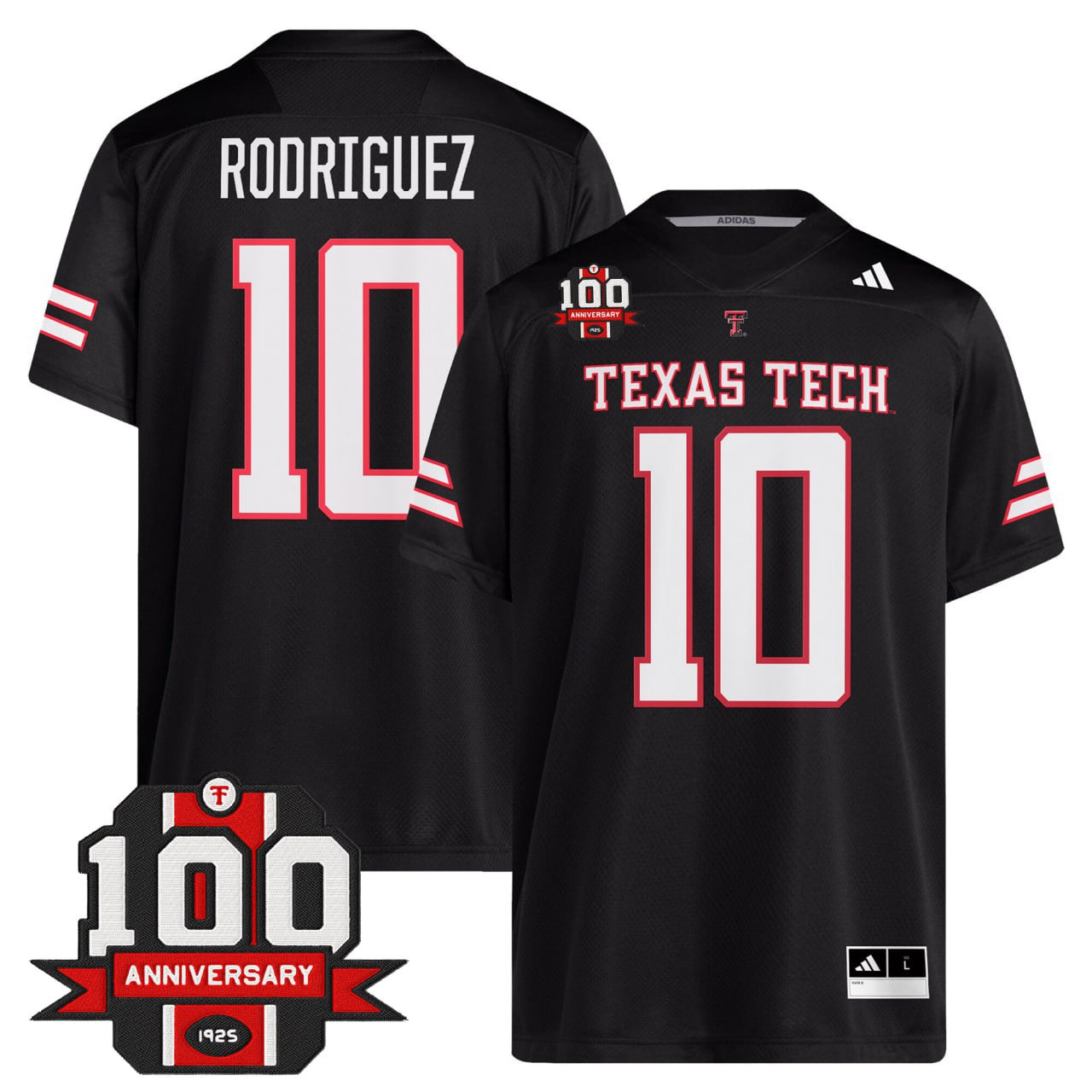 Jacob Rodriguez Black Texas Tech Red Raiders - 100th Anniversary Patch Limited Jersey - All Stitched