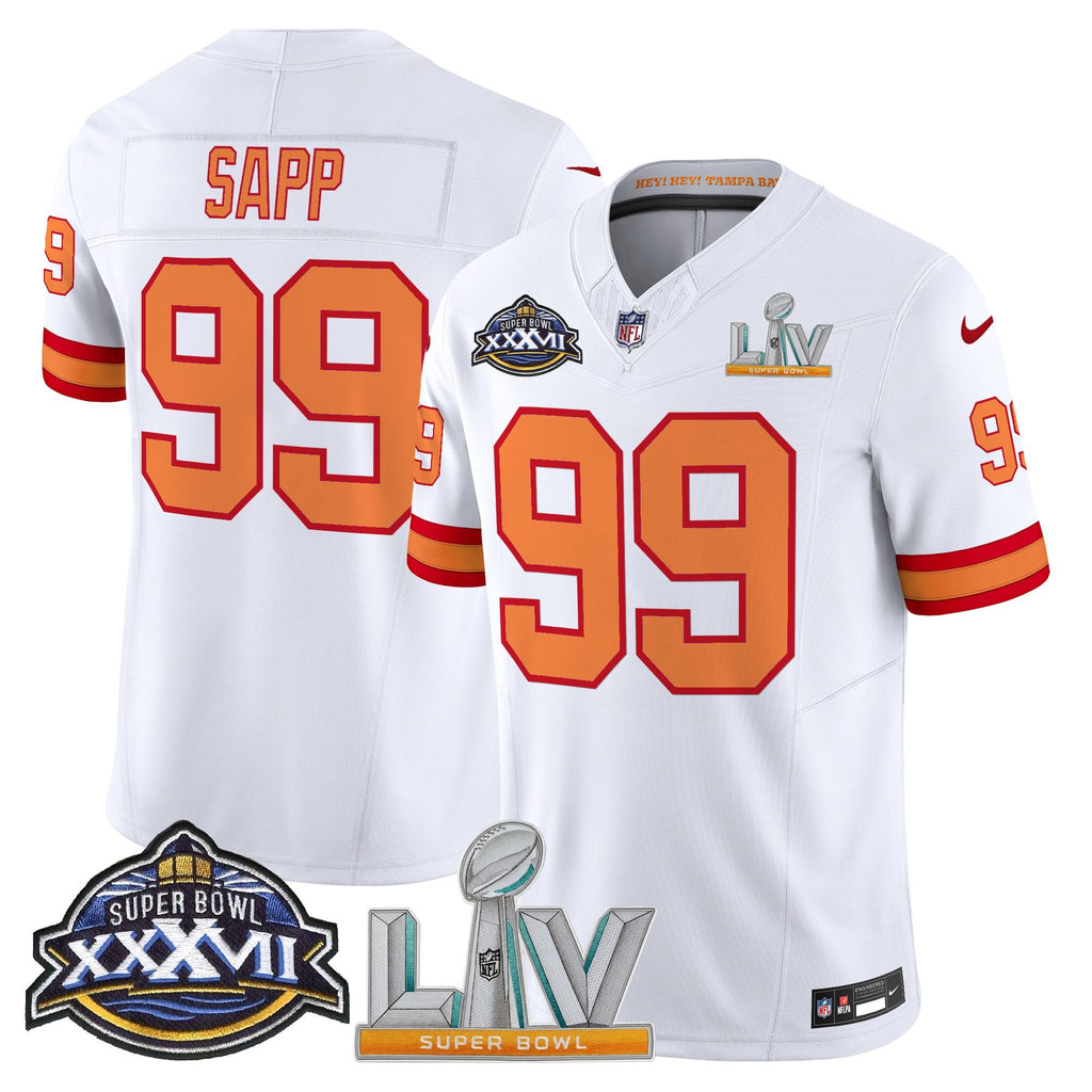 Men's Tampa Bay Buccaneers Super Bowl XXXVII & Super Bowl LV Patch Throwback Vapor Limited Jersey - All Stitched