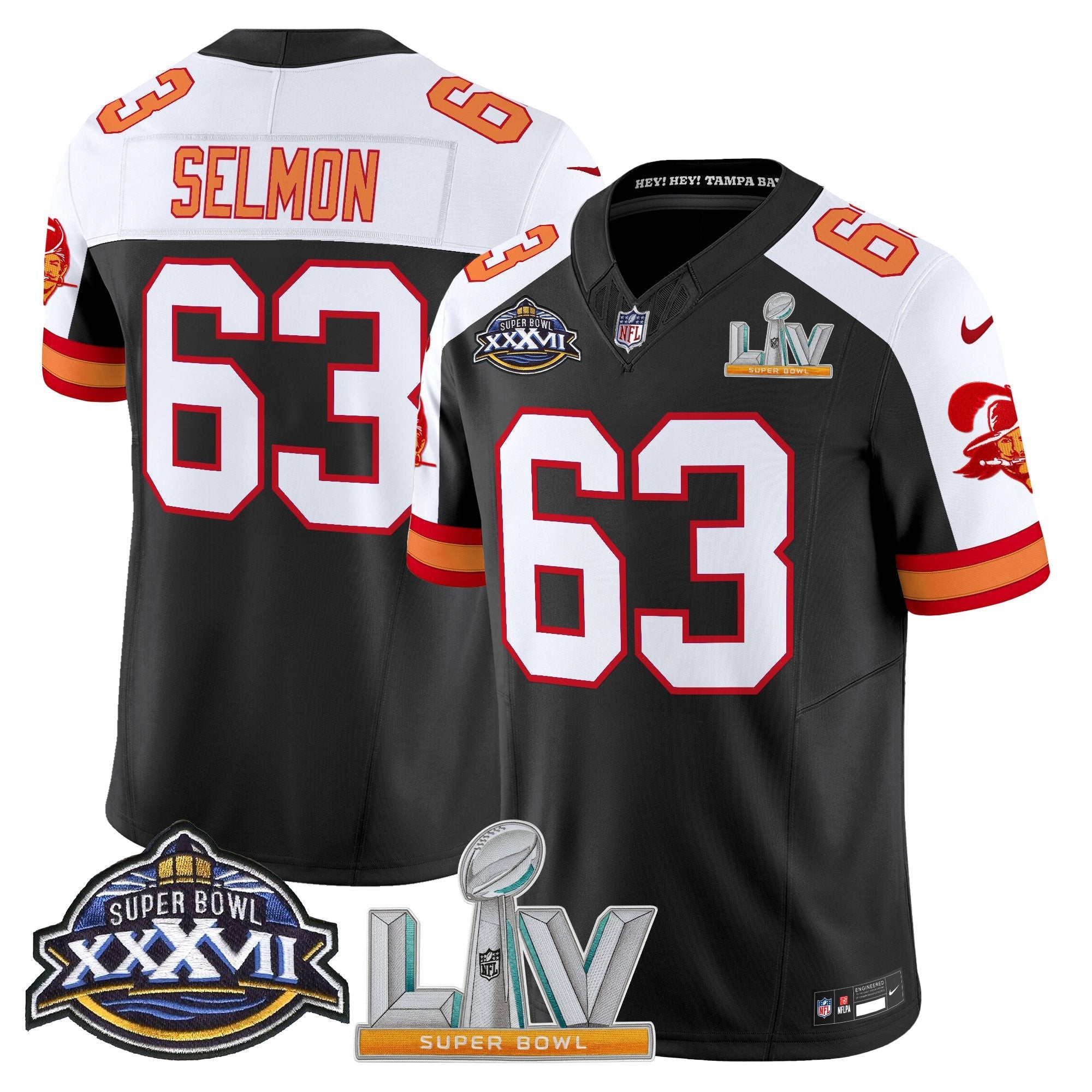 Men's Tampa Bay Buccaneers Super Bowl XXXVII & Super Bowl LV Patch Throwback Vapor Limited Jersey - All Stitched