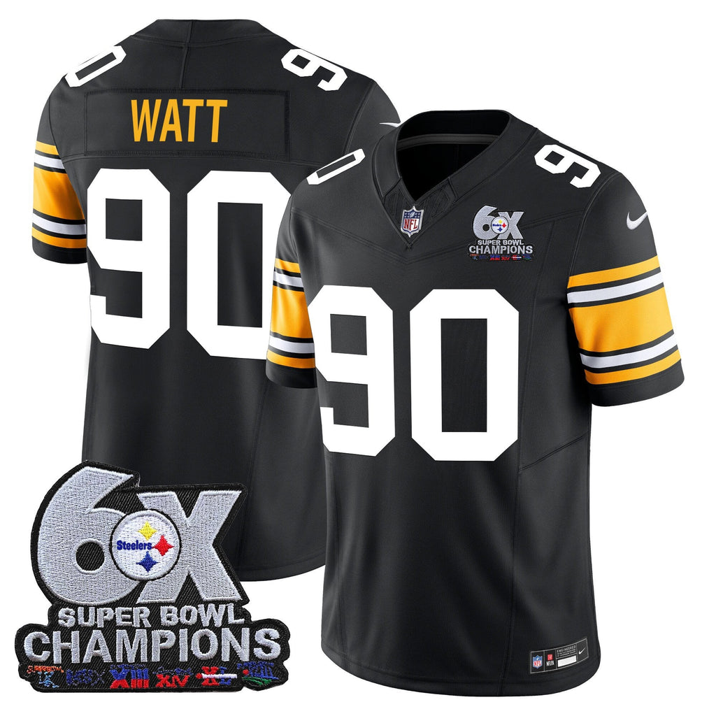 Men's Pittsburgh Steelers 6-Time Champions Patch Vapor Limited Jersey - All Stitched