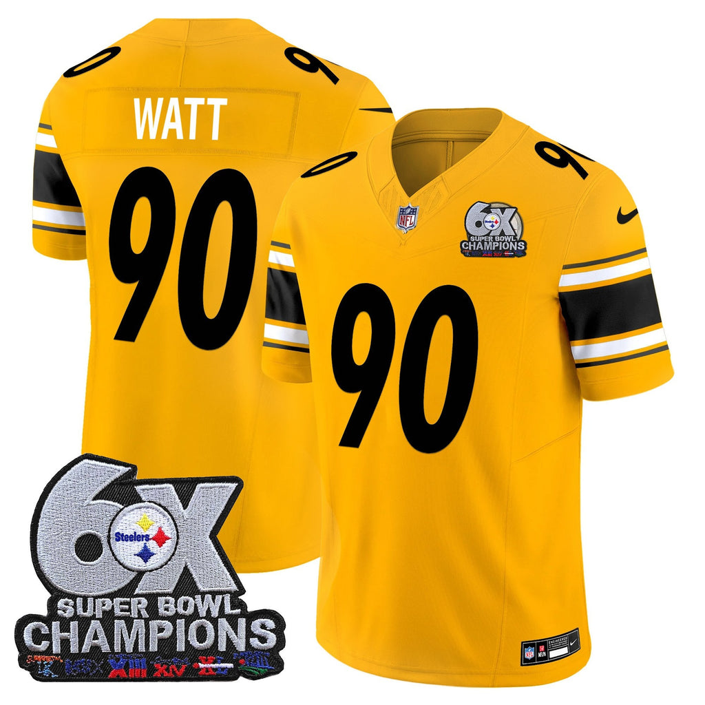 Men's Pittsburgh Steelers 6-Time Champions Patch Vapor Limited Jersey - All Stitched