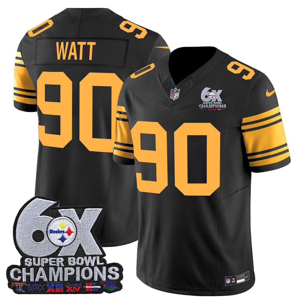 Men's Pittsburgh Steelers 6-Time Champions Patch Vapor Limited Jersey - All Stitched