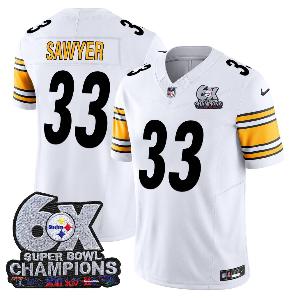 Men's Pittsburgh Steelers 6-Time Champions Patch Vapor Limited Jersey - All Stitched