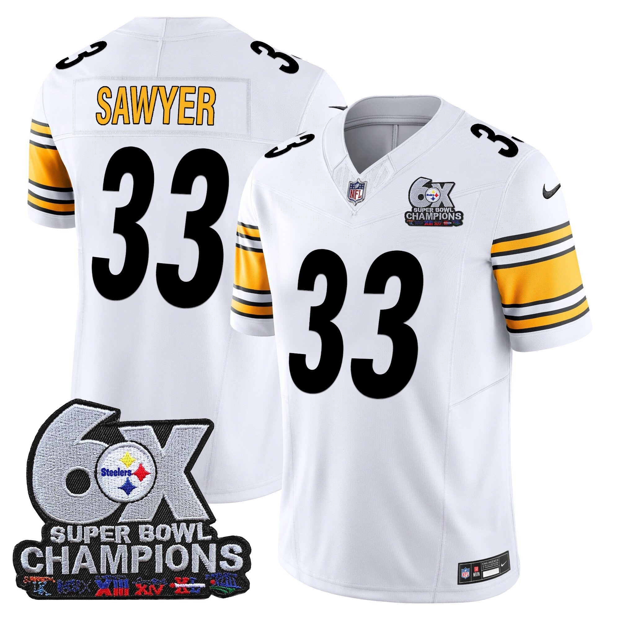 Men's Pittsburgh Steelers 6-Time Champions Patch Vapor Limited Jersey - All Stitched