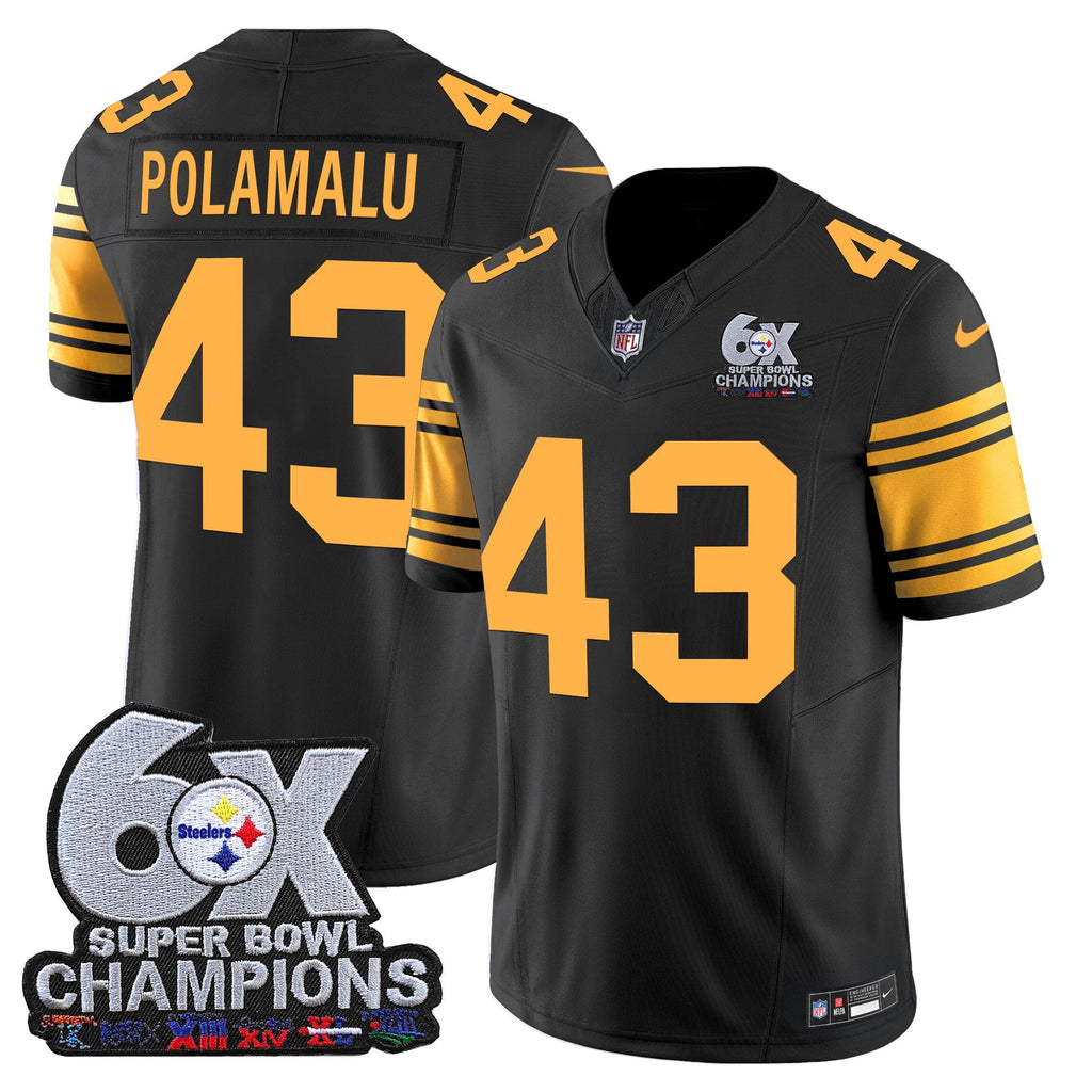 Men's Pittsburgh Steelers 6-Time Champions Patch Vapor Limited Jersey - All Stitched