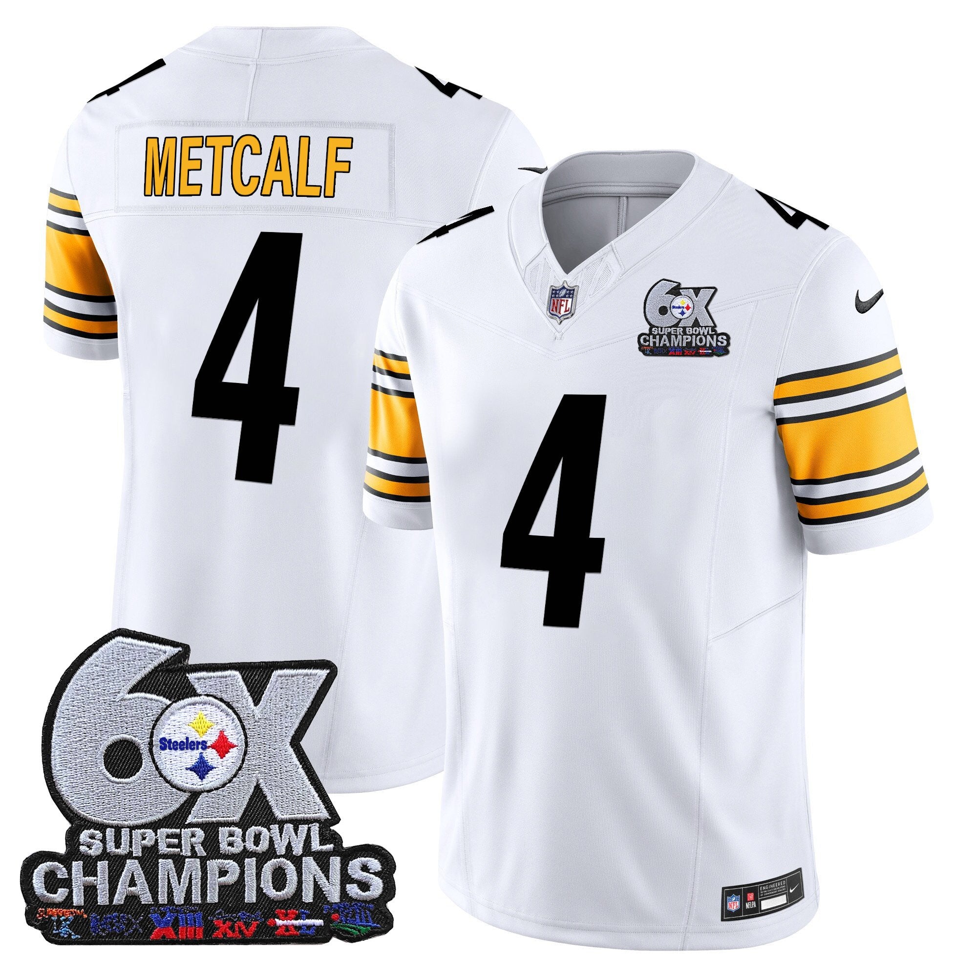 Men's Pittsburgh Steelers 6-Time Champions Patch Vapor Limited Jersey - All Stitched