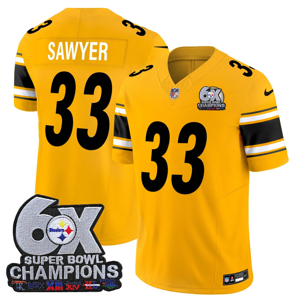 Men's Pittsburgh Steelers 6-Time Champions Patch Vapor Limited Jersey - All Stitched