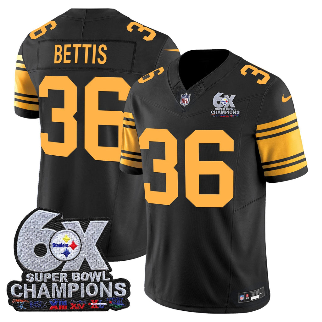 Men's Pittsburgh Steelers 6-Time Champions Patch Vapor Limited Jersey - All Stitched