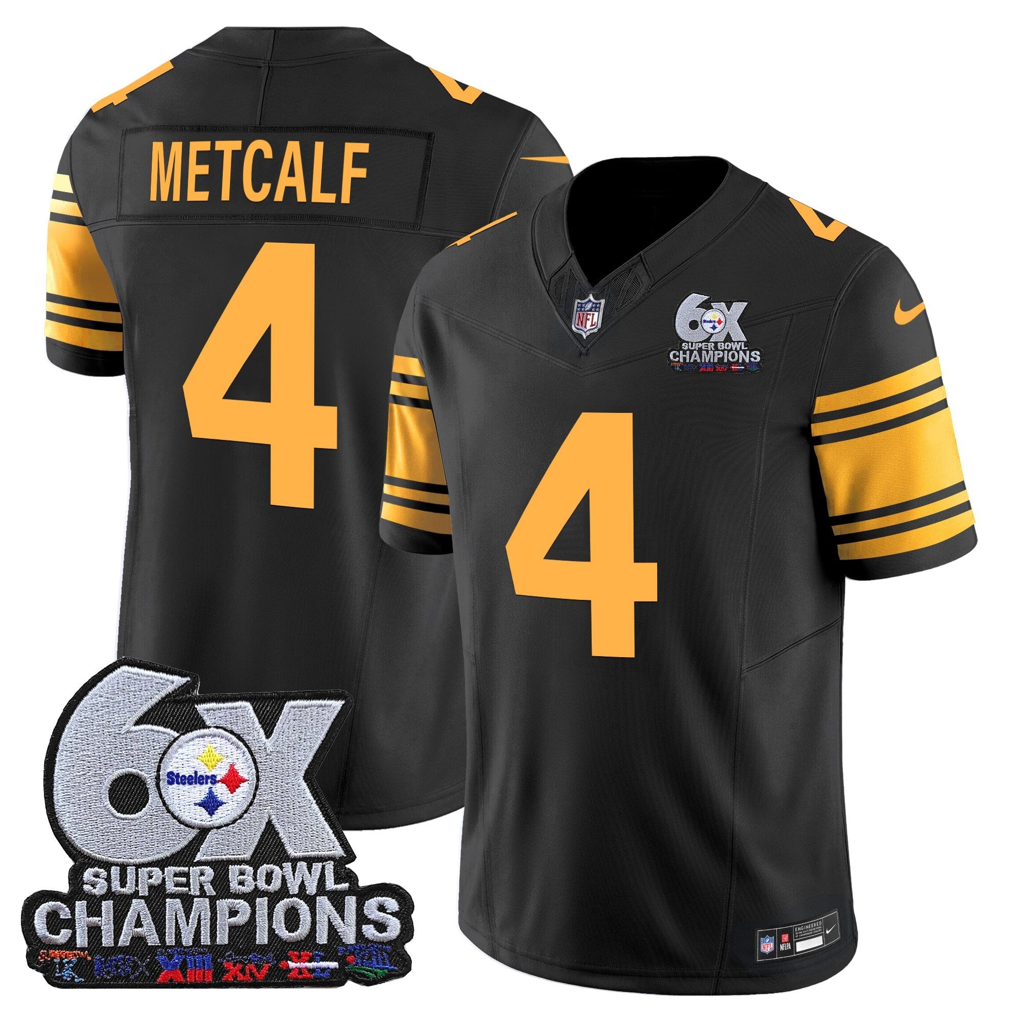 Men's Pittsburgh Steelers 6-Time Champions Patch Vapor Limited Jersey - All Stitched