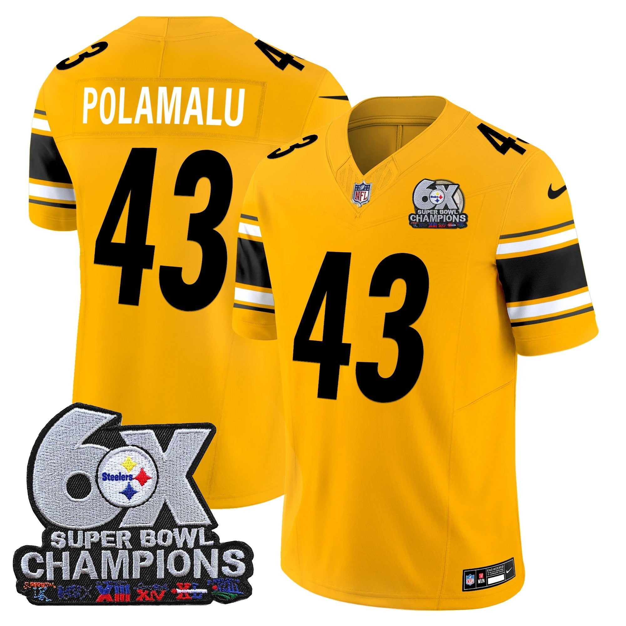 Men's Pittsburgh Steelers 6-Time Champions Patch Vapor Limited Jersey - All Stitched