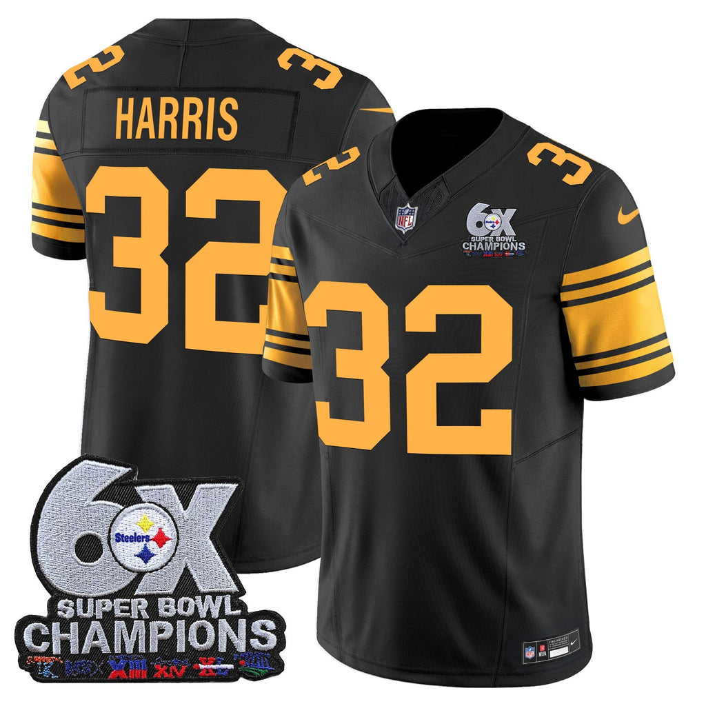 Men's Pittsburgh Steelers 6-Time Champions Patch Vapor Limited Jersey - All Stitched