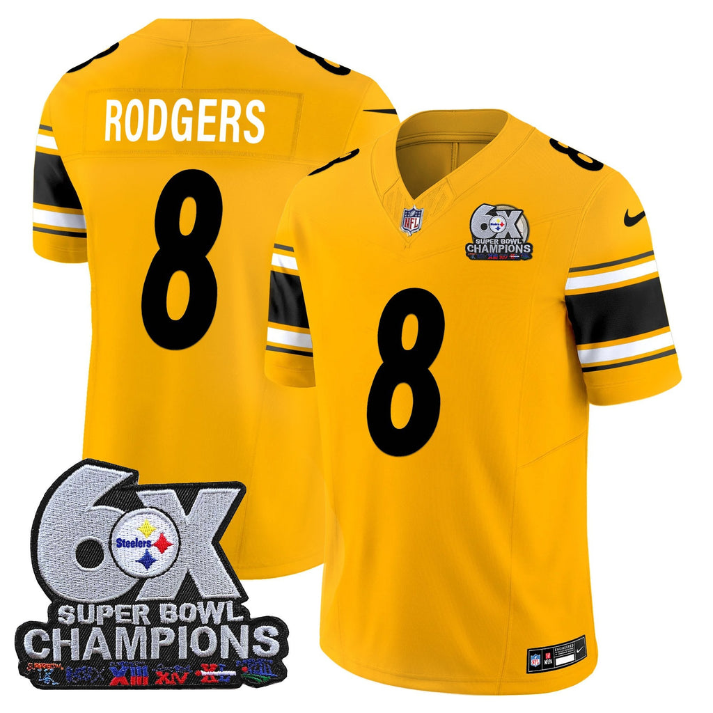 Men's Pittsburgh Steelers 6-Time Champions Patch Vapor Limited Jersey - All Stitched