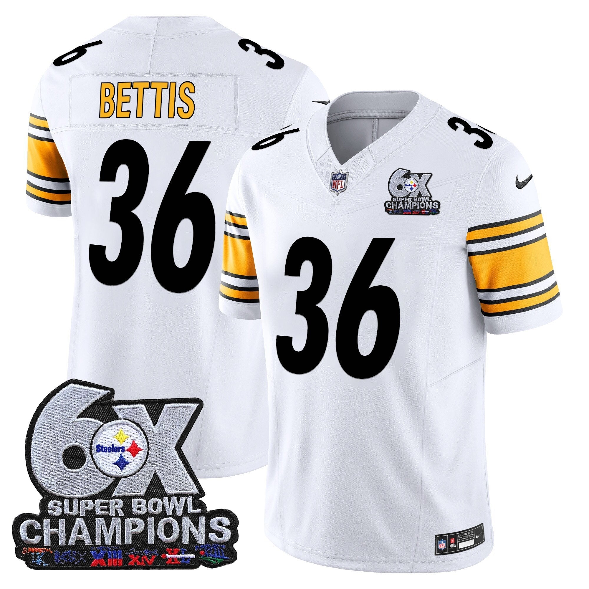 Men's Pittsburgh Steelers 6-Time Champions Patch Vapor Limited Jersey - All Stitched