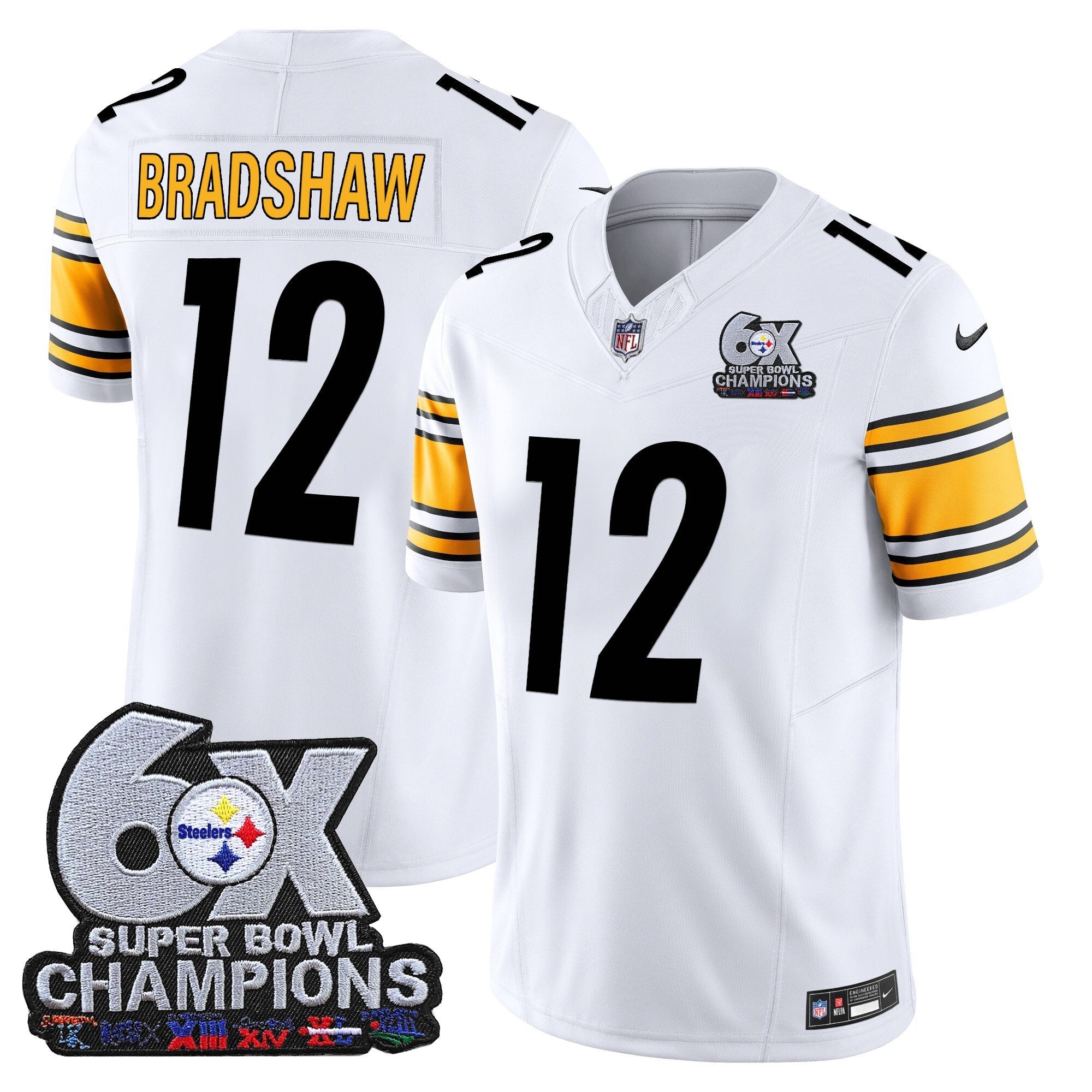 Men's Pittsburgh Steelers 6-Time Champions Patch Vapor Limited Jersey - All Stitched