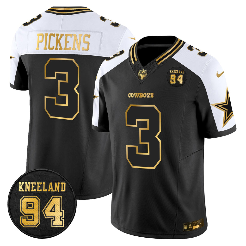 Men's Dallas Cowboys #94 Marshawn Kneeland Memorial Patch Gold Vapor Limited Jersey - All Stitched