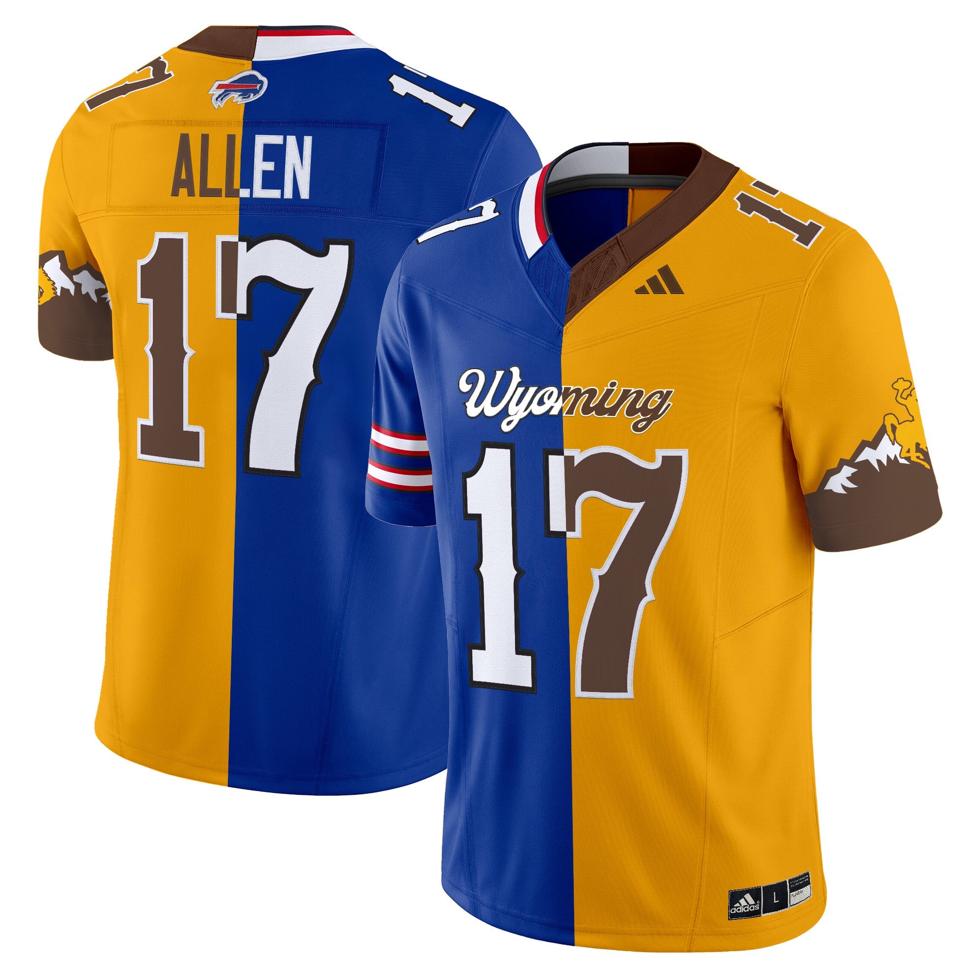 Josh Allen - Wyoming Cowboys x Buffalo Bills Split Vapor Limited Jersey - All Stitched